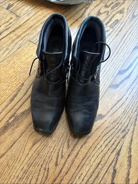 Black Leather Lace-Up Dress Boots